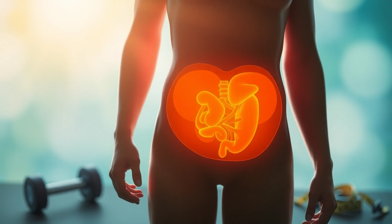 Illustration highlighting visceral fat surrounding abdominal organs in a human silhouette.