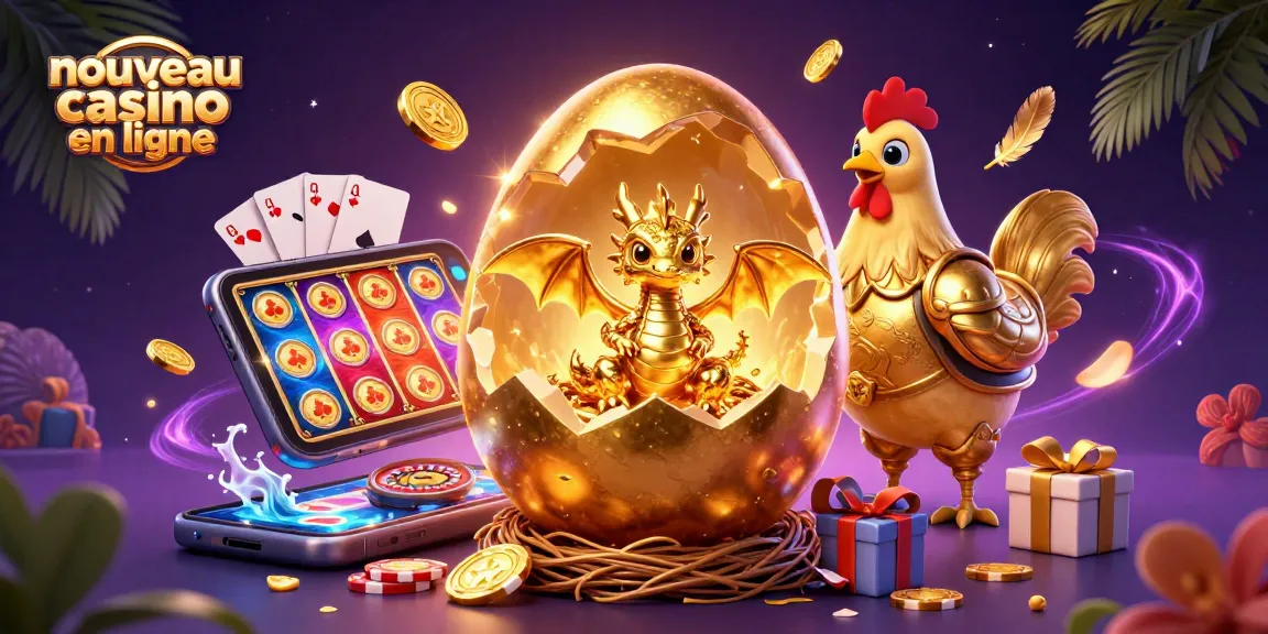 Découvrez un nouveau casino en ligne avec un dragon doré, des jetons de poker et des effets magiques.