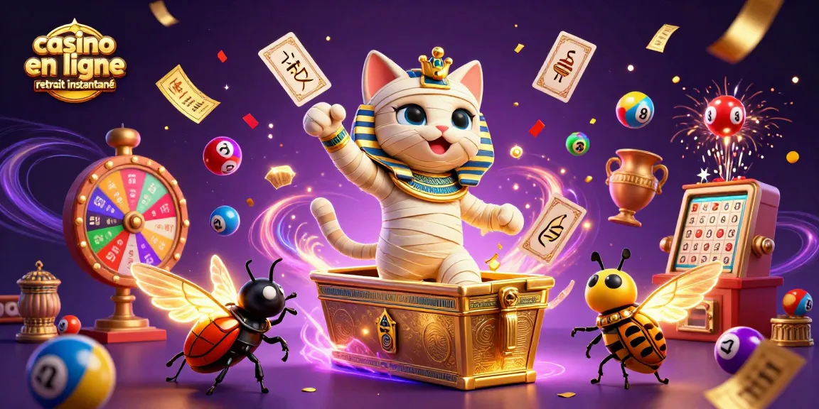 Découvrez le casino en ligne retrait instantané avec un chat momie égyptien à l'intérieur d'un sarcophage doré.