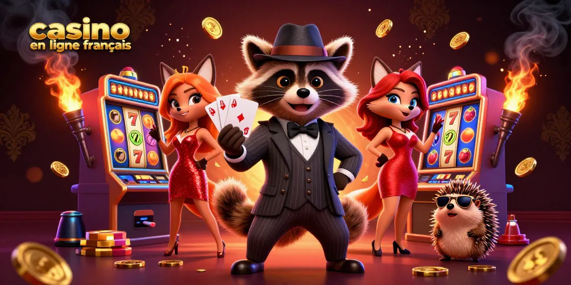 Illustration captivante d'un casino en ligne français, présentant des personnages de jeu avec des éléments de machines à sous.
