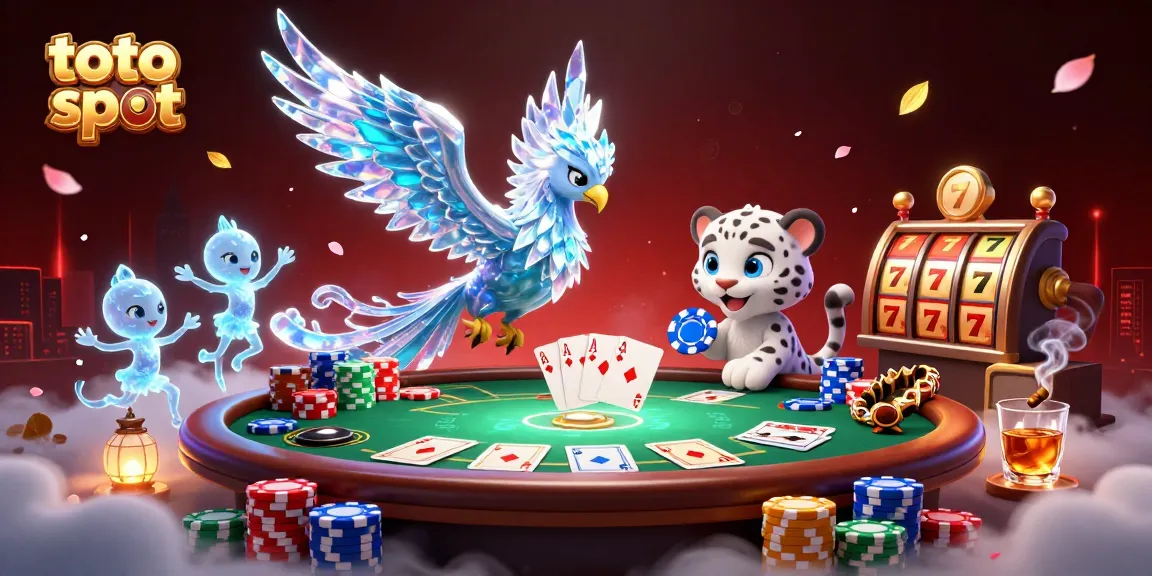 Engage with the dynamic scene featuring the popular toto slot, showcasing prized poker elements and vibrant characters.