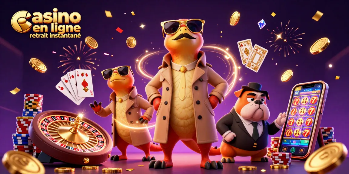 Profitez d'un retrait instantané au casino en ligne avec des raptors en trench coat tentant d'entrer dans le salon VIP.
