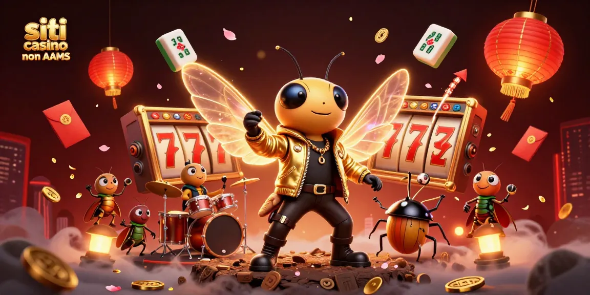 Scopri i siti casino non AAMS con emozionanti slot e jackpot in un'illustrazione vivace.