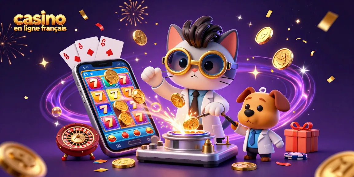 Jouer à des jeux captivants au casino en ligne français avec des pièces d'or et des machines à sous colorées.