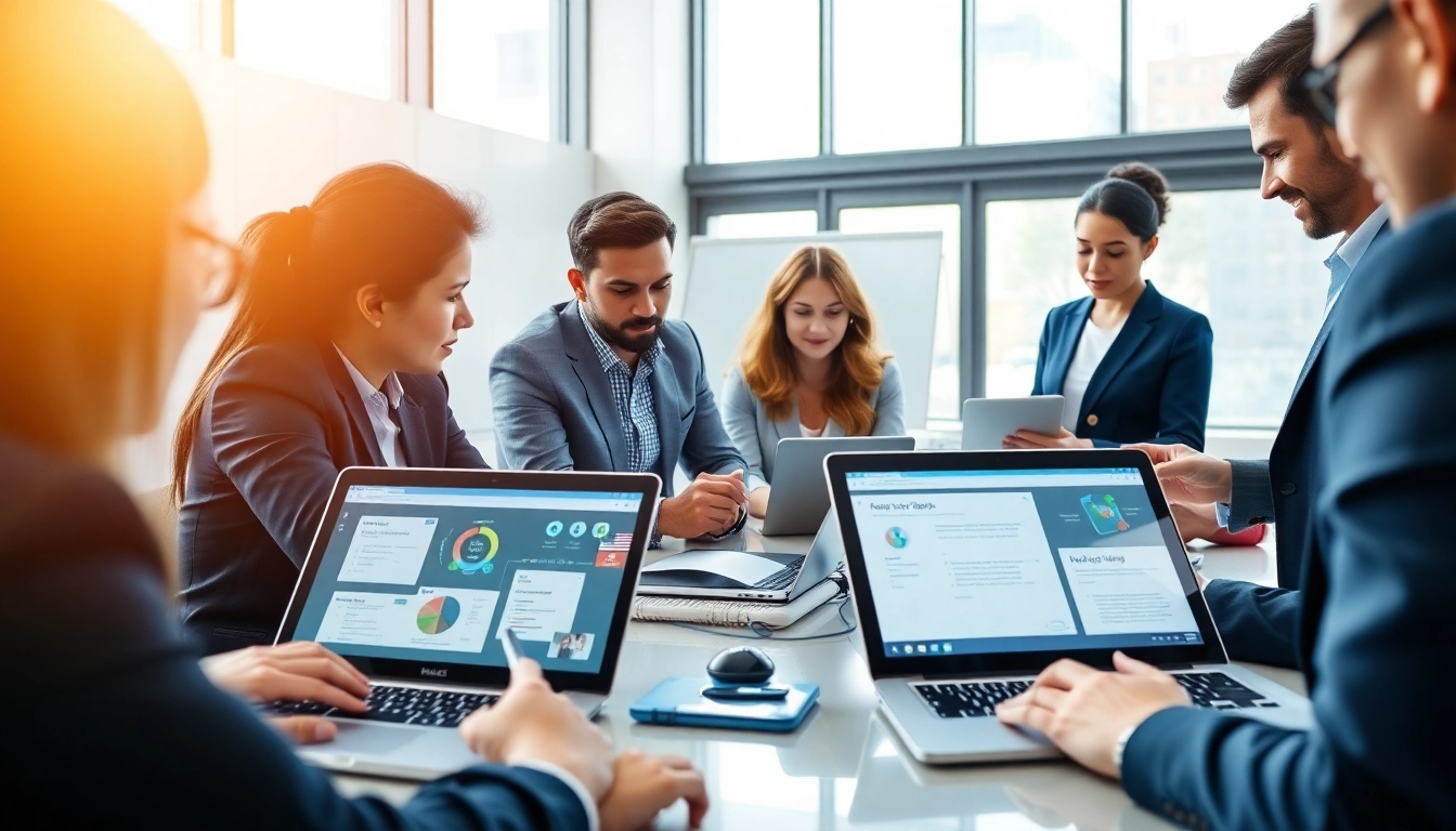 Showcase of enterprise assistant saas tools enhancing team collaboration in a modern office