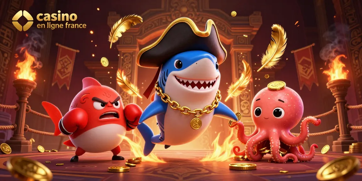 Jouez au casino en ligne France avec notre illustration de personnages de jeux colorés et dynamiques.