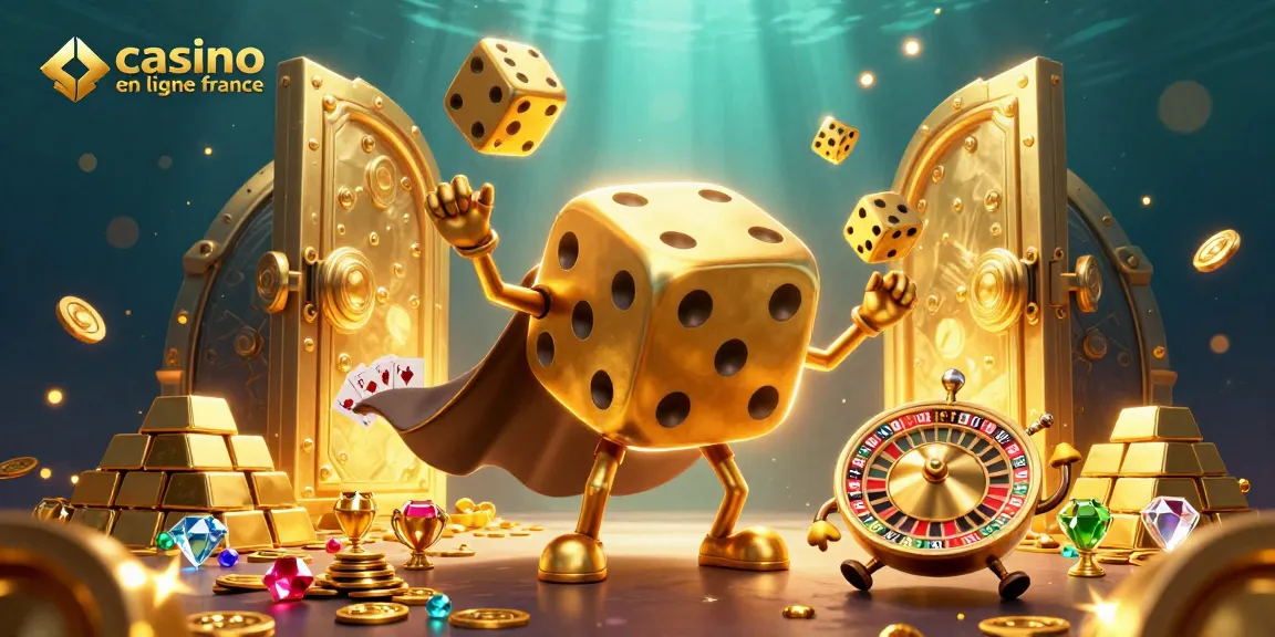 Jouez dans un casino en ligne France avec des dés dorés animés et des trésors!