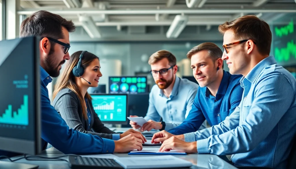 Engaged team providing managed it support in a modern workplace with technology analysis.