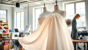 Maak een elegante outfit van Punta di Roma stof in een stijlvolle modeontwerpatelier.