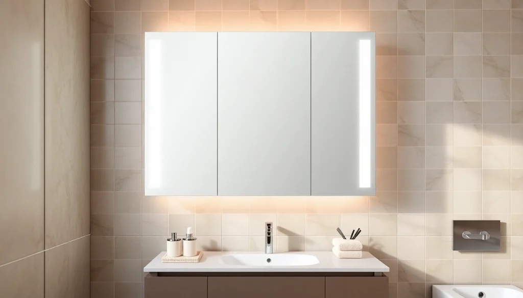 Entdecken Sie den spiegelschrank led mit eleganter Beleuchtung und modernem Design im Badezimmer.