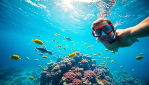 Snorkeler enjoying the best snorkeling in Cabo, surrounded by colorful coral and fish.