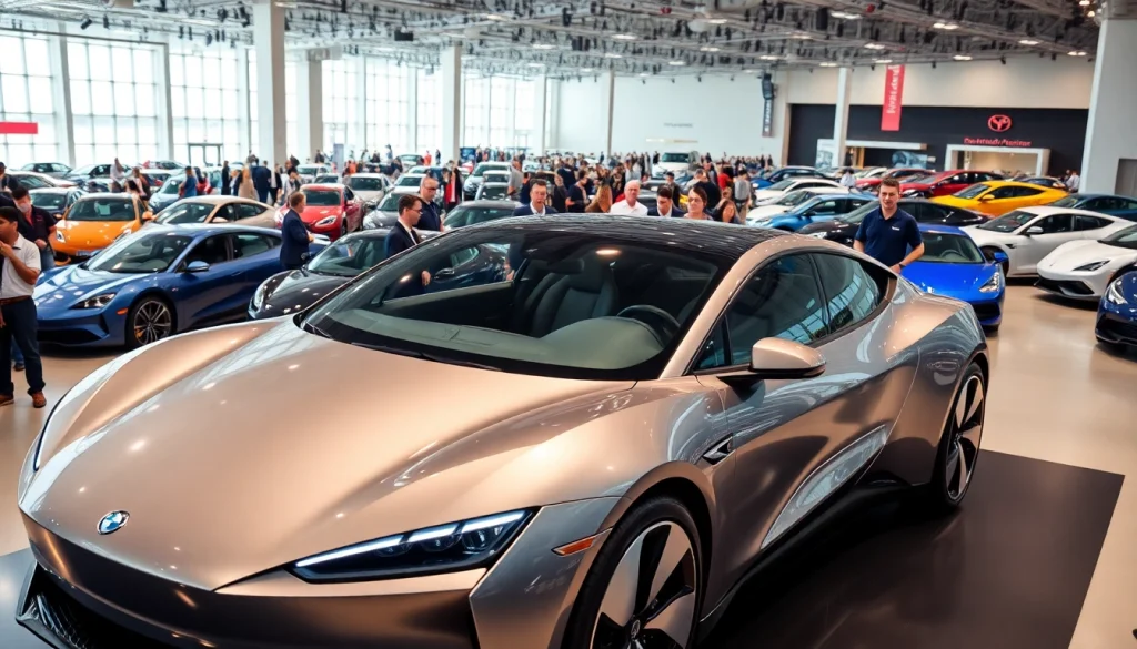 Engage with the vibrant atmosphere of an Auto Cars Show highlighting stunning vehicles and innovative designs.
