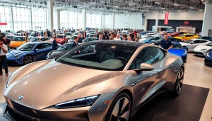 Engage with the vibrant atmosphere of an Auto Cars Show highlighting stunning vehicles and innovative designs.