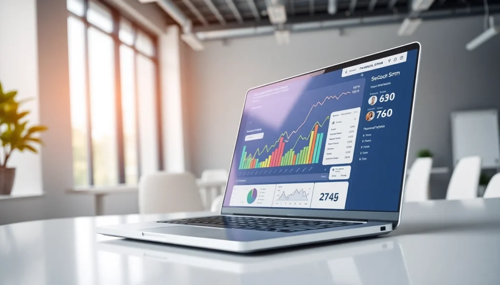 Explore the features of facebook smm panel with a modern laptop setup showcasing analysis and growth.