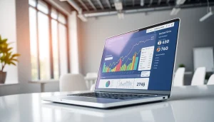 Explore the features of facebook smm panel with a modern laptop setup showcasing analysis and growth.