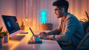 Engaging 'sex ai chat' experience with a virtual companion in a cozy setting