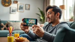 Permainan slot deposit pulsa yang menghibur dalam suasana santai dengan pengguna yang terlibat.