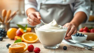 Mousseline bereiding met verse ingrediënten in een professionele keuken