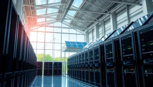 Innovative dogecoin cloud mining facility showcasing advanced technology and renewable energy solutions.