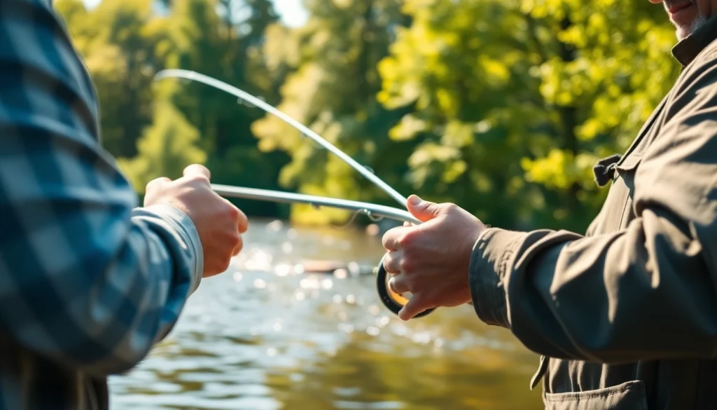 Engage in Fly fishing lessons near me with a professional instructor by a tranquil river setting.