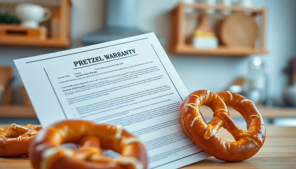 Pretzel warranty reviews and trust showcased with appetizing pretzels, emphasizing product confidence.