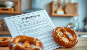 Pretzel warranty reviews and trust showcased with appetizing pretzels, emphasizing product confidence.