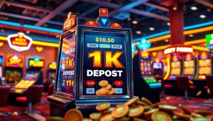 Putar slot deposit 1k dengan slot mesin yang berwarna-warni dan koin digital menyenangkan.