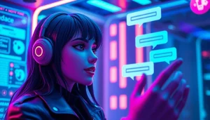 NSFW AI character interacting in a futuristic chat interface