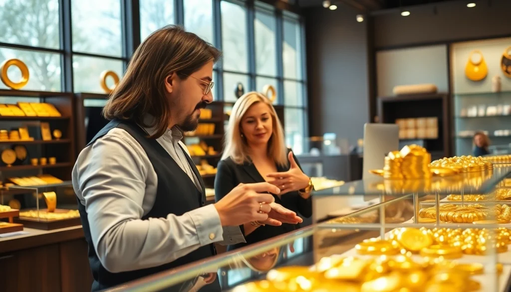 Valuta e acquista oro presso un negozio compro oro, ambientazione professionale e accogliente.