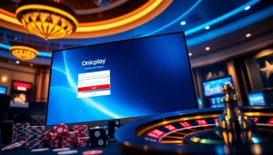 Engage with intense online gaming through onicplay login with vibrant roulette and poker elements.