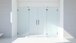 Enhance your bathroom with elegant glass shower doors that provide a modern and spacious feel.
