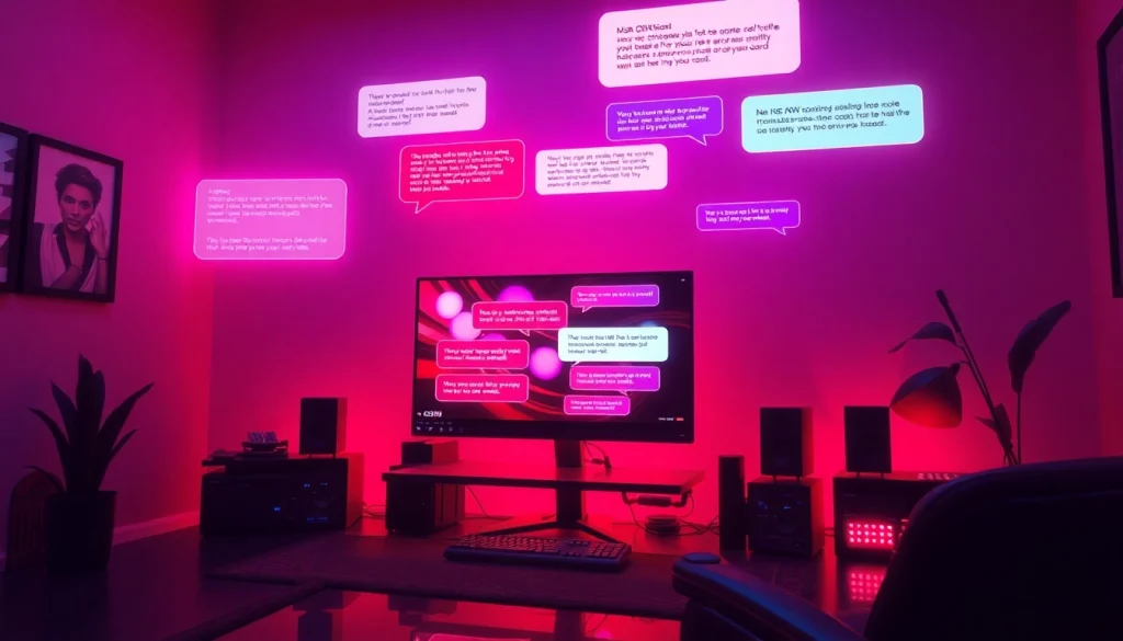 Engaging NSFW AI chat interface showcasing colorful dialogue and intimate atmosphere.