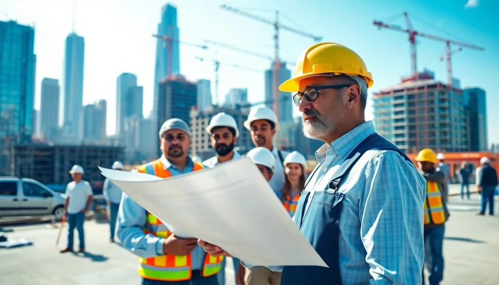 Manhattan Commercial General Contractor guiding a team on a vibrant construction site in New York City.