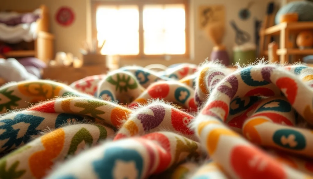 Bekijk gedessineerde fleece stoffen met mooie patronen in een warme, handwerksetting.