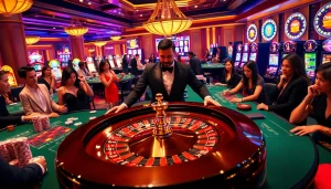 Engage in exhilarating bandar mix parlay gameplay amid a luxurious casino atmosphere.