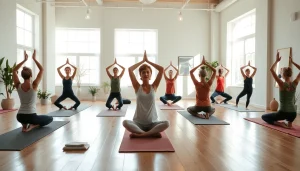 多様な参加者がヨガを実践する穏やかなスタジオでのホットヨガおすすめ