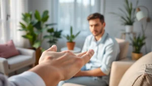 Individual coping with anxiety symptoms in a calming therapeutic setting.