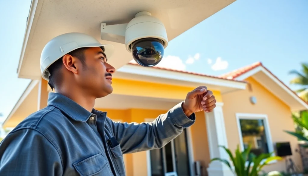 Cámaras de seguridad en Liberia instalándose por un técnico profesional en una casa vibrante de Guanacaste.
