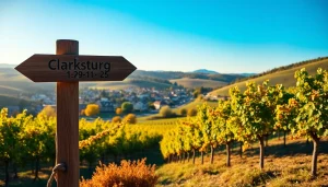 Explore the scenic beauty of Clarksburg, California, with vineyards and clear skies.